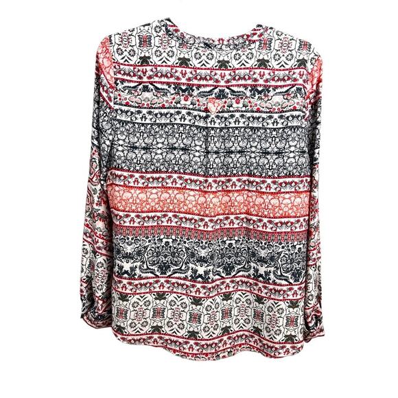 Zac & Rachel Womens Top Size Petite L white black salmon work wear metal tassel - Picture 2 of 16